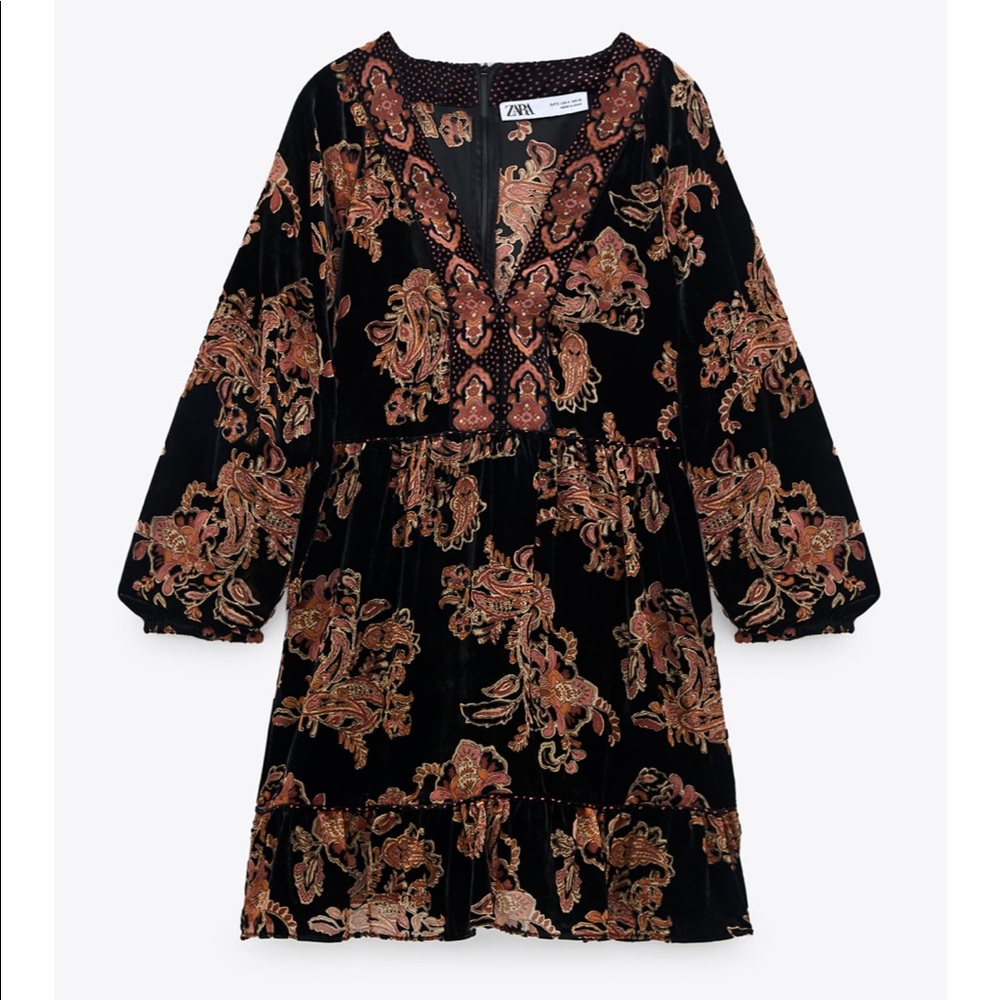 Zara velvet trim dress ✨ - Picture 4 of 14